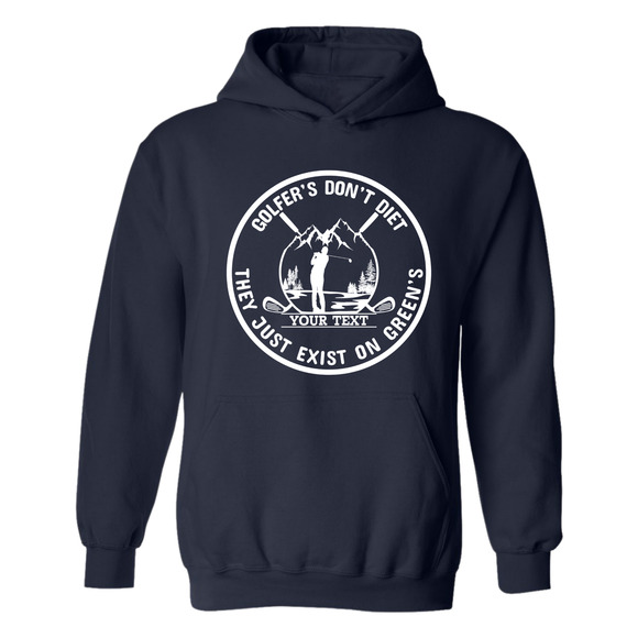 Golf Hoodie Golfers Don't Diet Custom Name  Swinging Golfer  Sweatshirt - Picture 10 of 15
